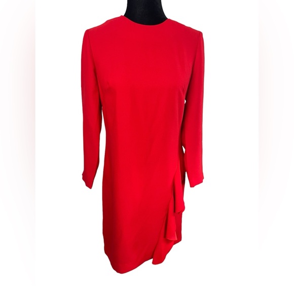 Banana Republic Red Sheath Dress with Side Ruffle - Picture 4 of 11